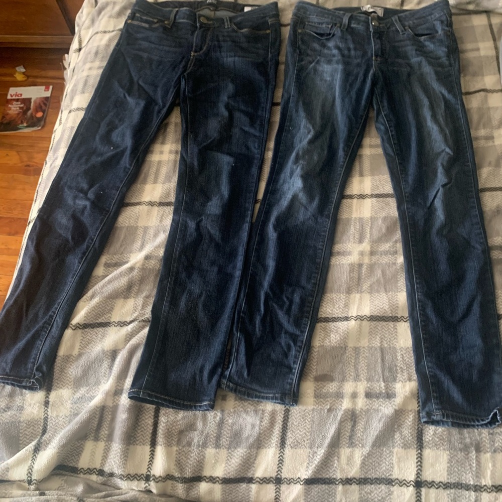 2 pairs of gently used Paige jeans, size 27, inseam 26 1/2 and 27